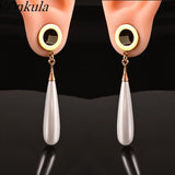 2pcs Pearl Pendant Ear Plugs Flesh Tunnels Gauges Ear Expander