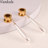 2pcs Pearl Pendant Ear Plugs Flesh Tunnels Gauges Ear Expander