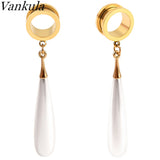 2pcs Pearl Pendant Ear Plugs Flesh Tunnels Gauges Ear Expander