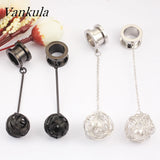 Vankula Stainless Steel Dangle Earrings Tunnels Ear Plugs Gauges
