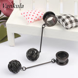 Vankula Stainless Steel Dangle Earrings Tunnels Ear Plugs Gauges