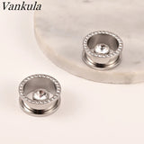 2pcs SS Crystal Zircon Ear Tunnels Plug Flesh Gauge Piercing Jewelry