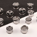 Vintage Stainless Steel Animal Skull Ear Tunnels Plugs Expanders