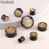 Vintage Stainless Steel Animal Skull Ear Tunnels Plugs Expanders