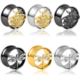 Vintage Stainless Steel Animal Skull Ear Tunnels Plugs Expanders