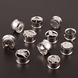 Vintage Stainless Steel Animal Skull Ear Tunnels Plugs Expanders