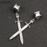 Vankula Stainless Steel Dangle Earrings Ear Plugs Tunnels