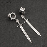 Vankula Stainless Steel Dangle Earrings Ear Plugs Tunnels