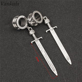 Vankula Stainless Steel Dangle Earrings Ear Plugs Tunnels