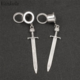 Vankula Stainless Steel Dangle Earrings Ear Plugs Tunnels