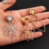 Vankula Hollow Flower Dangle Earrings Plugs Stainless Steel Gauges
