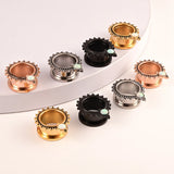 Vankula Opal Ear Piercing Stainless Steel Ear Plugs Screw Ear Tunnels Pair