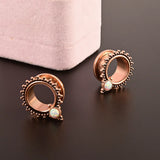 Vankula Opal Ear Piercing Stainless Steel Ear Plugs Screw Ear Tunnels Pair