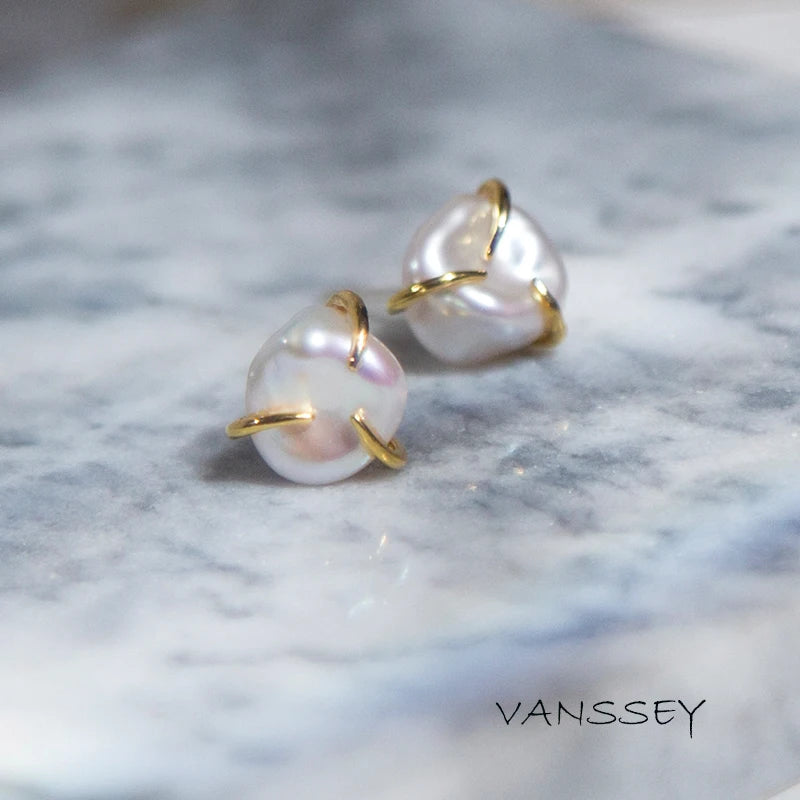 Baroque Freshwater Pearl Stud Earrings for Women