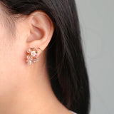Beetle Flower Enamel Stud Earrings Natural Mother of Pearl Shell Jewelry