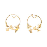 Vintage 3D Butterfly Hoop Earrings for Women