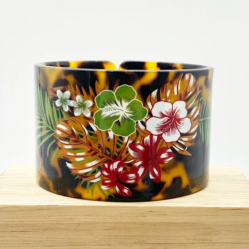 Colors Bangles Bracelets Flowers Acrylic Plastic Girls Women