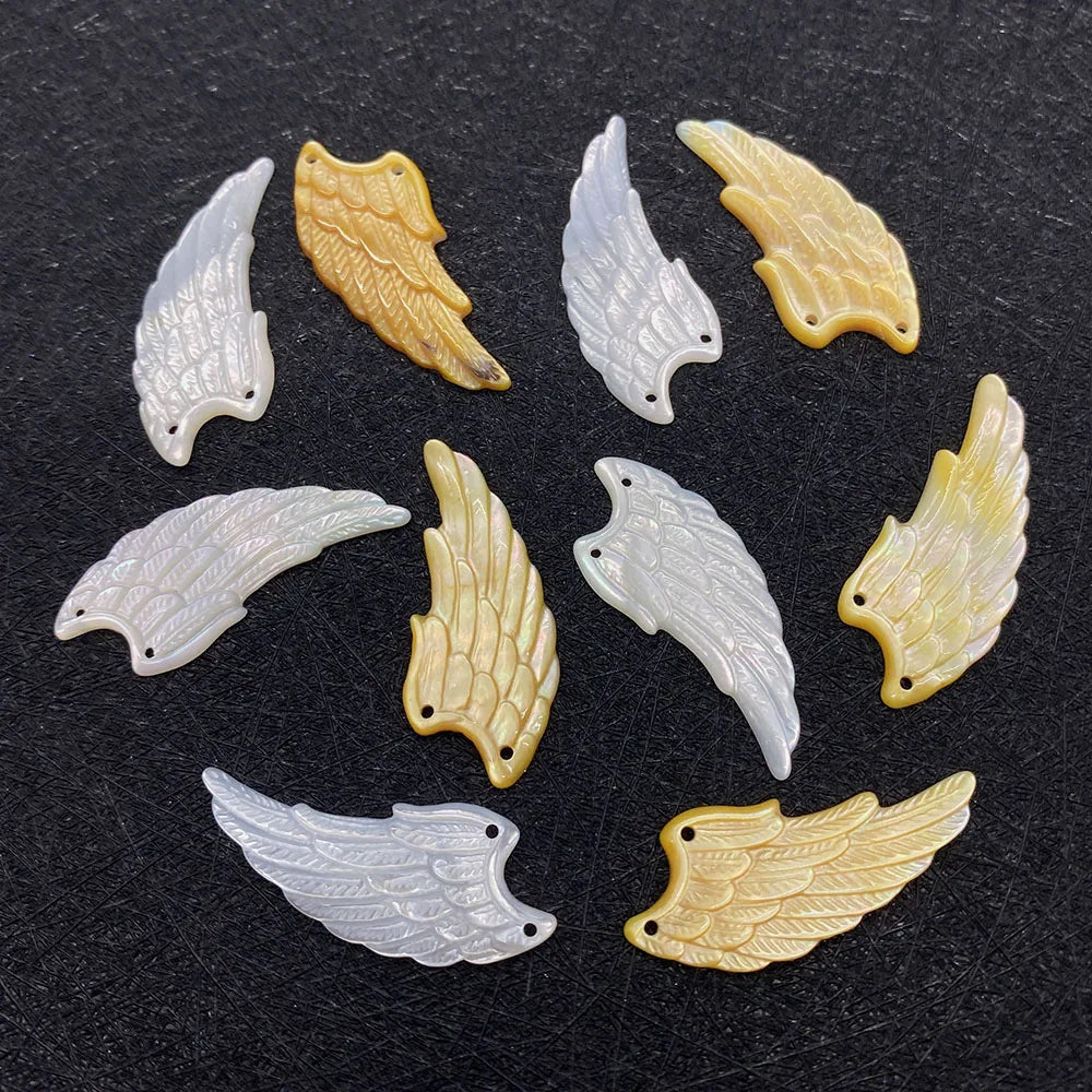 Seawater Shell Wing-shaped Pendant Vintage Jewelry 14x34mm