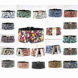 Natural Stone and Rhinestone Velvet Bracelet with Magnetic Clasp