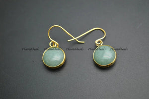 Natural Semi Precious Stone Round Beads Earrings Woman Jewelry