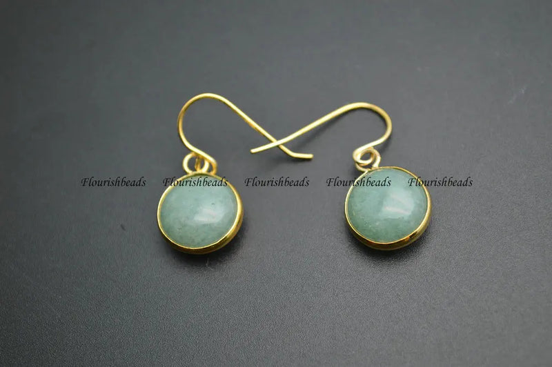 Natural Semi Precious Stone Round Beads Earrings Woman Jewelry