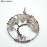 Tree Antique Bronze Wire Wrapped Round Metal Pendants 5pc per Jewelry