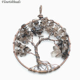 Tree Antique Bronze Wire Wrapped Round Metal Pendants 5pc per Jewelry