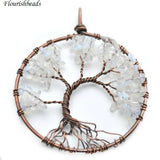Tree Antique Bronze Wire Wrapped Round Metal Pendants 5pc per Jewelry