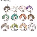 Tree Antique Bronze Wire Wrapped Round Metal Pendants 5pc per Jewelry