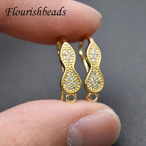 Zircon Gourd Shape Earring Hooks for DIY Jewelry Making 20pcs