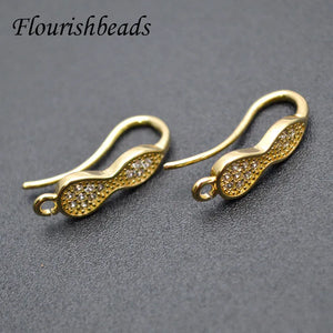 Zircon Gourd Shape Earring Hooks for DIY Jewelry Making 20pcs