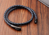 Stainless Steel Men's Leather Bracelet Classic Boy's Gift