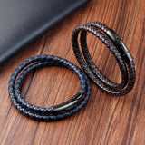 Stainless Steel Men's Leather Bracelet Classic Boy's Gift