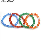 8mm Natural Agate Stone Round Bead Bracelets
