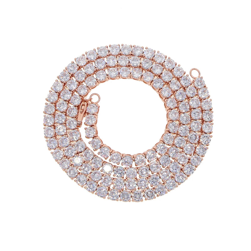 Colorful CZ Tennis Choker Necklace Pink Purple Iced Out Bling 5A 5mm