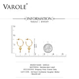 Varole Pearl Hoop Earrings Women Silver Circle Hoops Round Jewelry