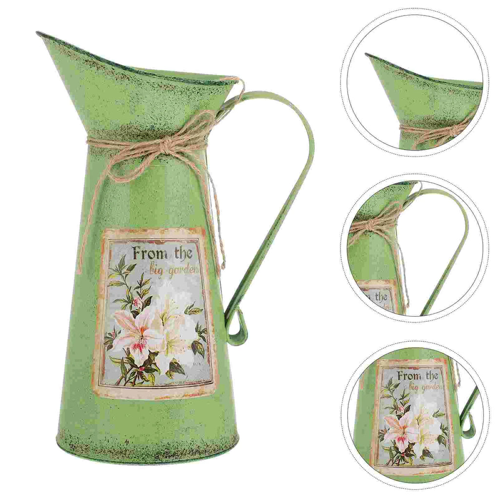 Rustic Galvanized Metal Jug Vase Flower Holder