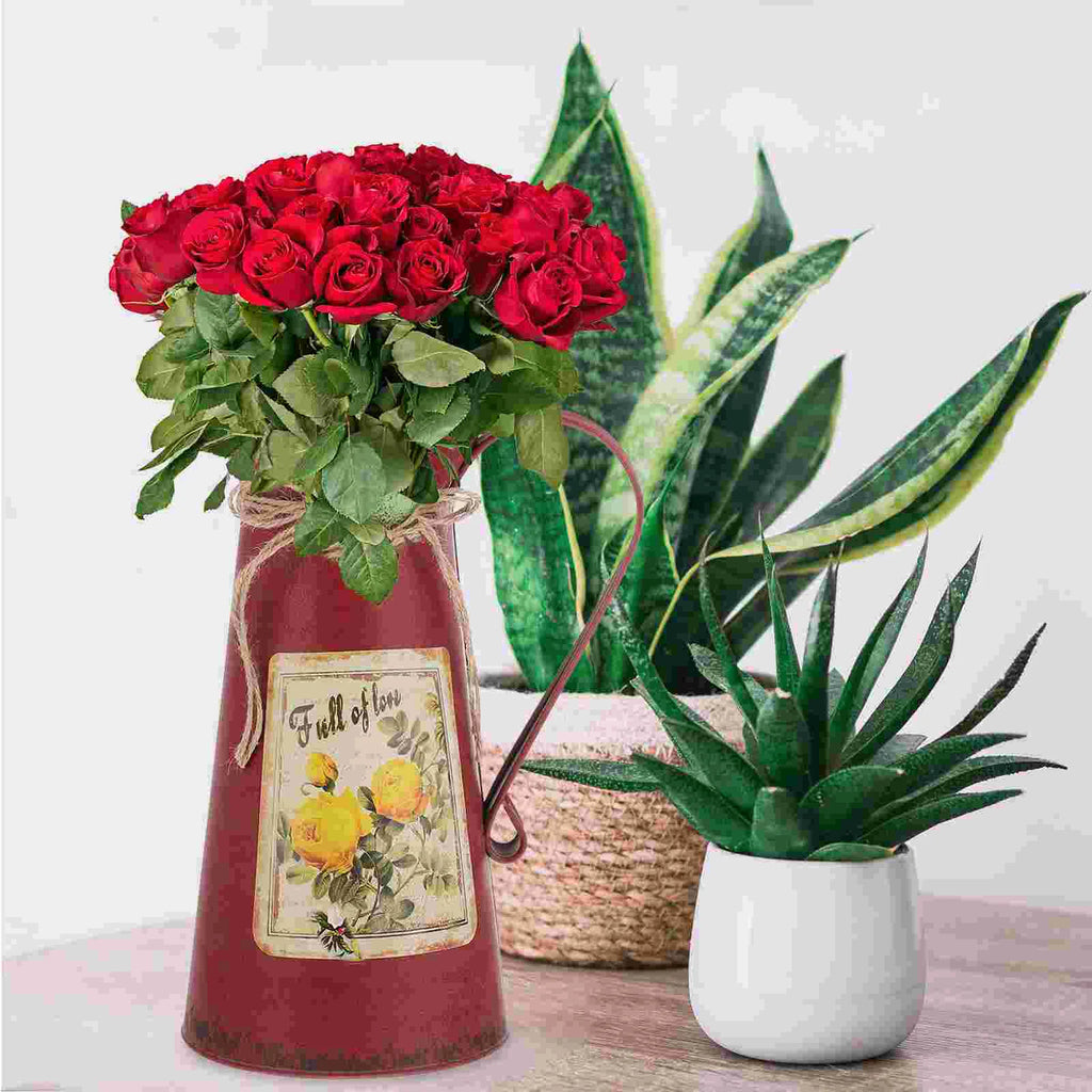 Rustic Galvanized Metal Jug Vase Flower Holder