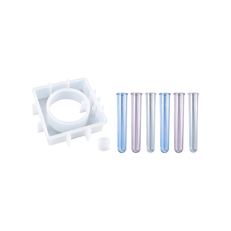 Planter Vase Silicone Molds with 6 Test Tubes for Resin Decor