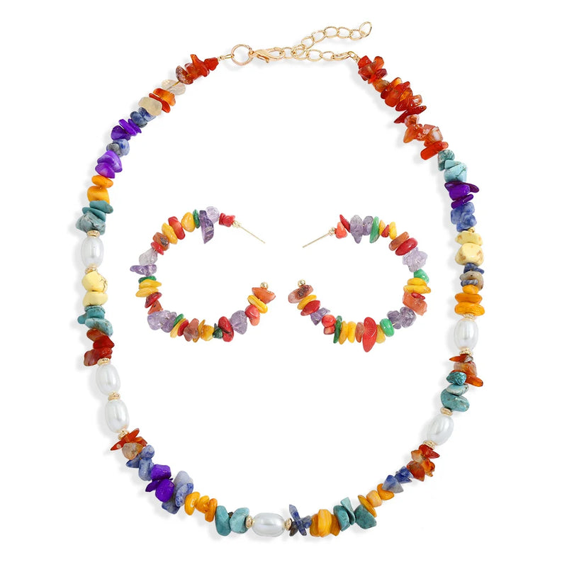 Veadawas Boho Stone Pearl Necklaces for Women