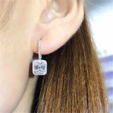 Vecalon Lady Dangle Earring AAAAA Cz Real 925 Sterling Silver Drop Earrings