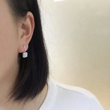 Vecalon Lady Dangle Earring AAAAA Cz Real 925 Sterling Silver Drop Earrings