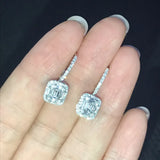 Vecalon Lady Dangle Earring AAAAA Cz Real 925 Sterling Silver Drop Earrings