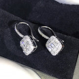 Vecalon Lady Dangle Earring AAAAA Cz Real 925 Sterling Silver Drop Earrings
