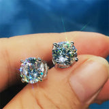 Vecalon 4 Claws Earring 3ct Sona Zircon 925 Sterling Silver Stud Earrings