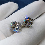 Vecalon 4 Claws Earring 3ct Sona Zircon 925 Sterling Silver Stud Earrings