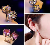 Vecalon 4 Claws Earring 3ct Sona Zircon 925 Sterling Silver Stud Earrings