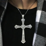 Vecalon 925 Sterling Silver Big Cross Pendant Necklace