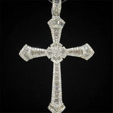 Vecalon 925 Sterling Silver Big Cross Pendant Necklace