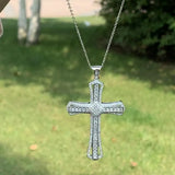 Vecalon 925 Silver Pave 5A CZ Party Cross Pendant Women Bridal Necklace